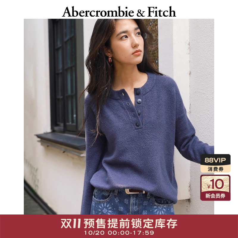 【双11预售】AF女装25秋冬新款亨利领长袖套头针织毛衣150-5351