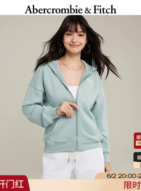 AF红色多色LOGO毛圈布连帽开衫卫衣外套26春夏女装152-6234
