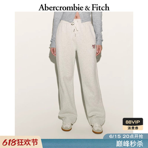 AF美式抓绒经典LOGO松紧腰直筒运动卫裤长裤25秋冬女装147-5115