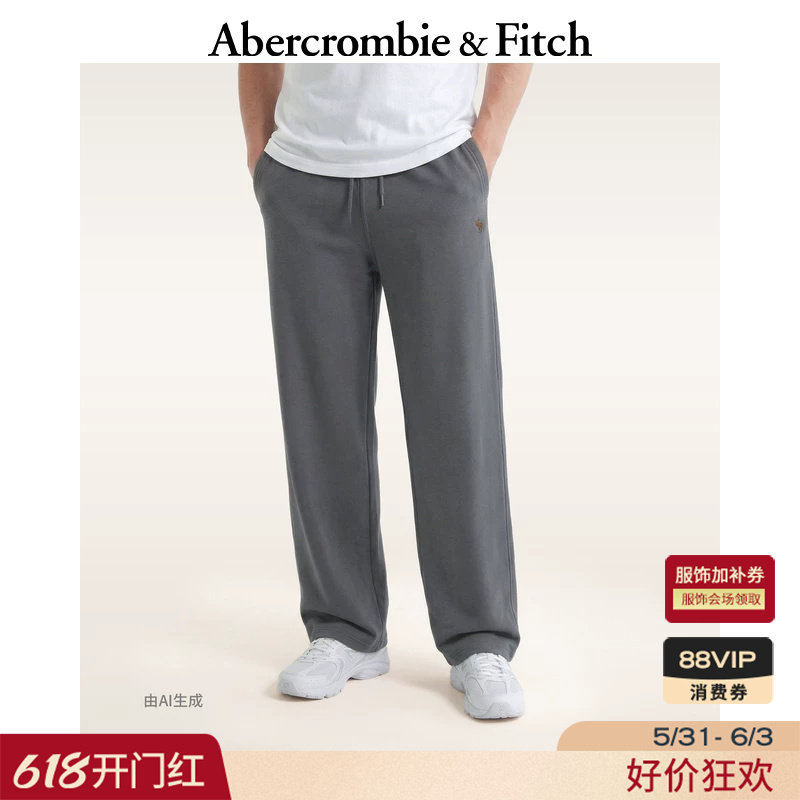 AF经典小麋鹿图案美式毛圈布直筒运动卫裤长裤26春男装134-6020
