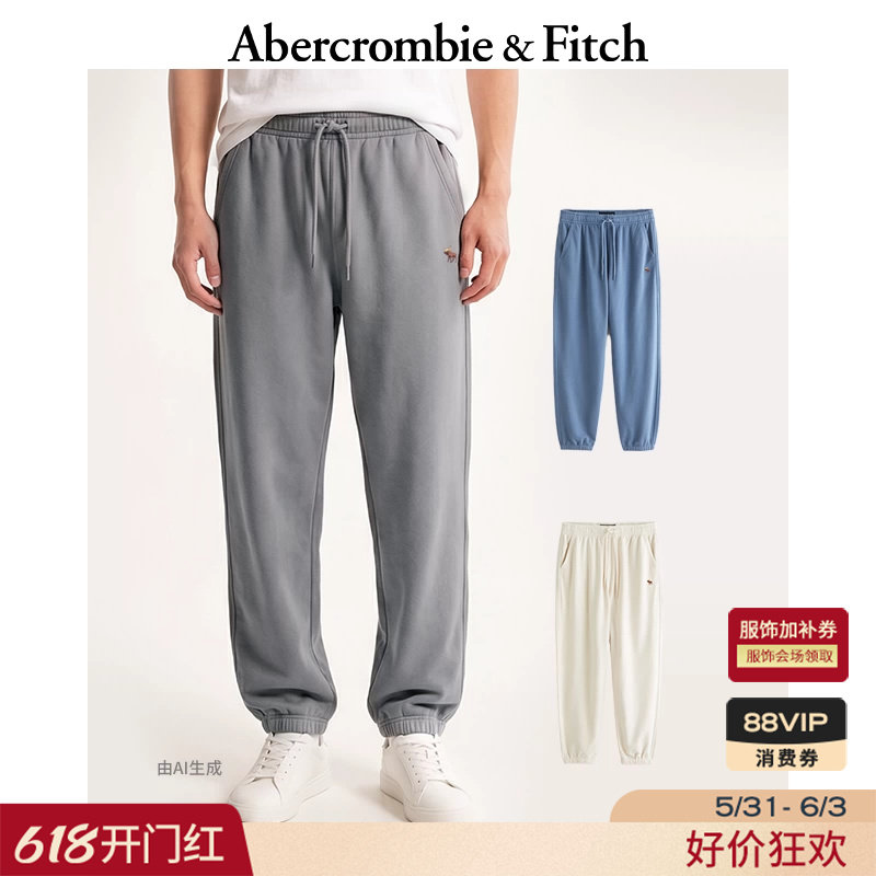 AF经典小麋鹿图案美式经典毛圈布束脚卫裤长裤26春男装134-6017