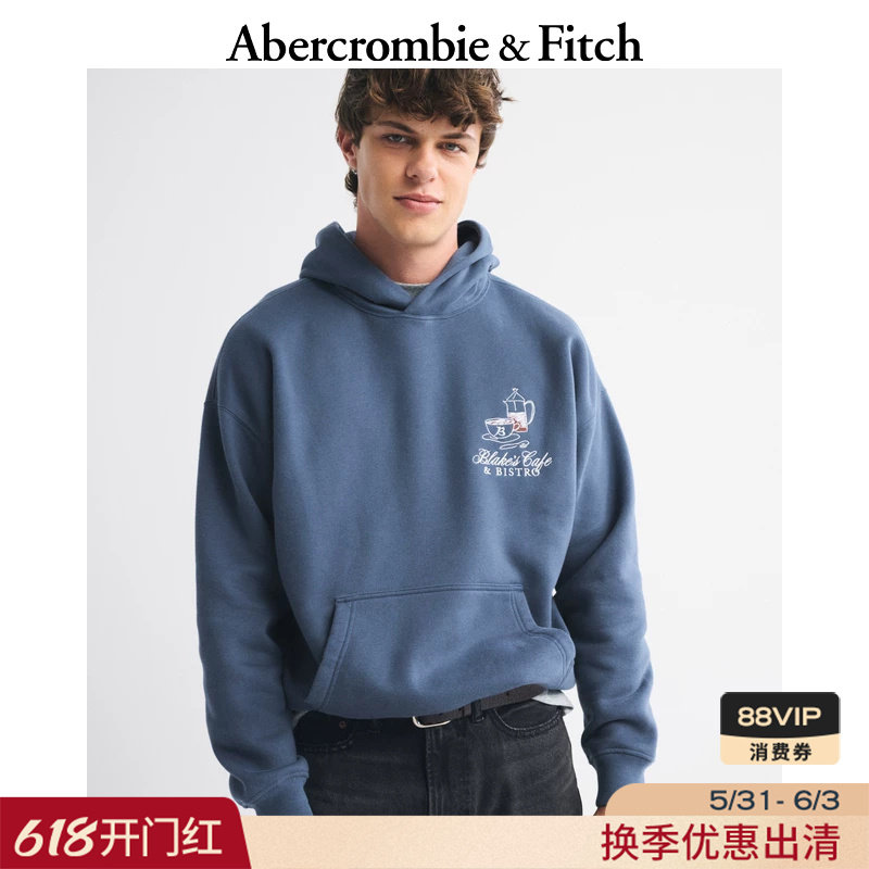 AF男装25秋冬美式复古经典抓绒套头连帽卫衣122-5800