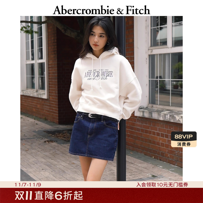 AF女装25秋冬新款美式复古经典LOGO宽松套头连帽卫衣185-5022