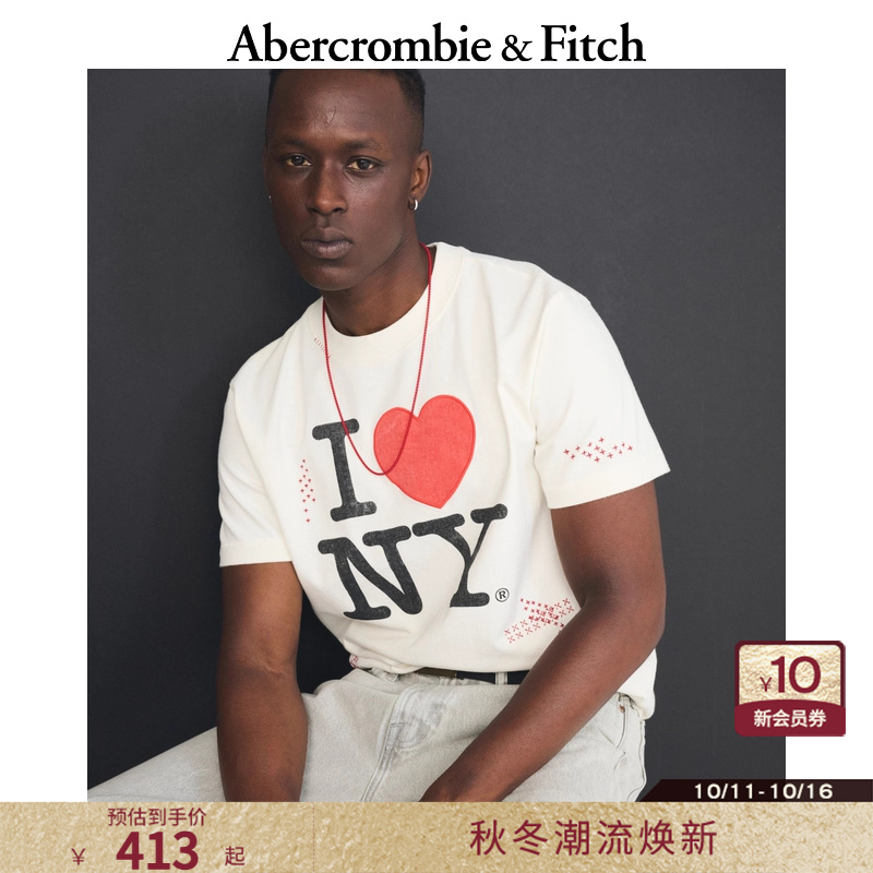 AF男装25秋季新款美式爱心字母图案宽松廓形圆领短袖T恤123-5294