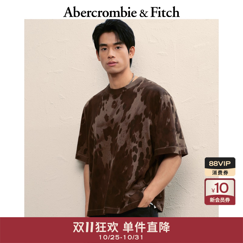 AF男装25秋季新款美式复古棉质重磅宽松圆领短袖T恤124-5533