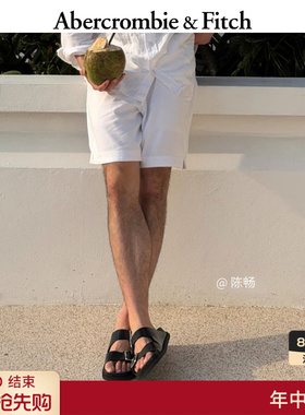 AF美式舒适休闲白色棉麻混纺五分裤短裤26夏男装128-6178