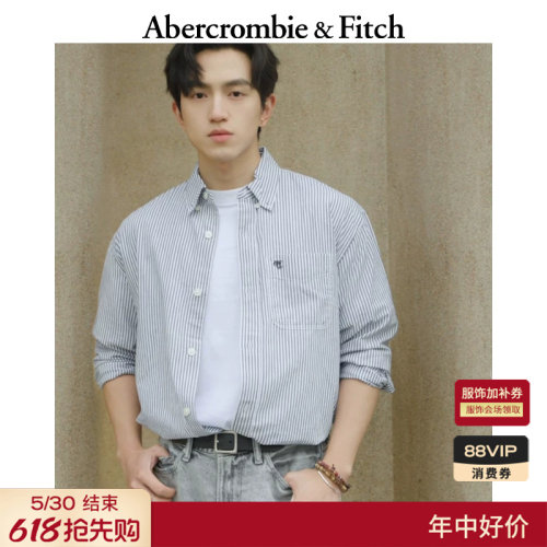 【经典复刻】AF美式LOGO棉质竖条纹长袖衬衫26夏男装125-6379