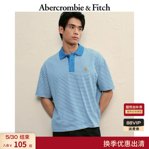 【重磅POLO】AF男装25夏季美式条纹棉质POLO衫短袖T恤124-5570