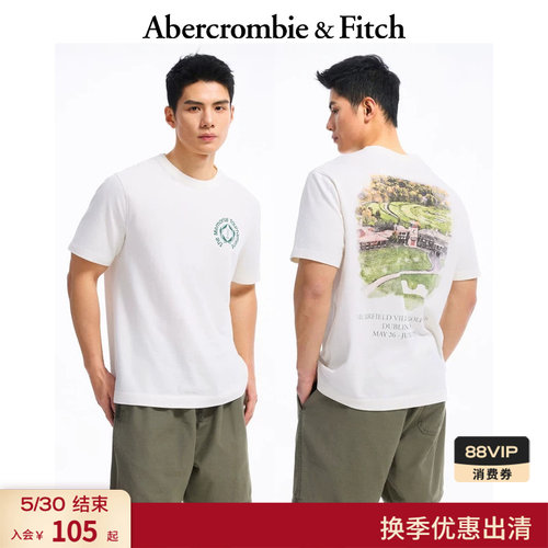 AF美式复古经典时尚图案棉质短袖T恤上衣25夏季男装123-5050