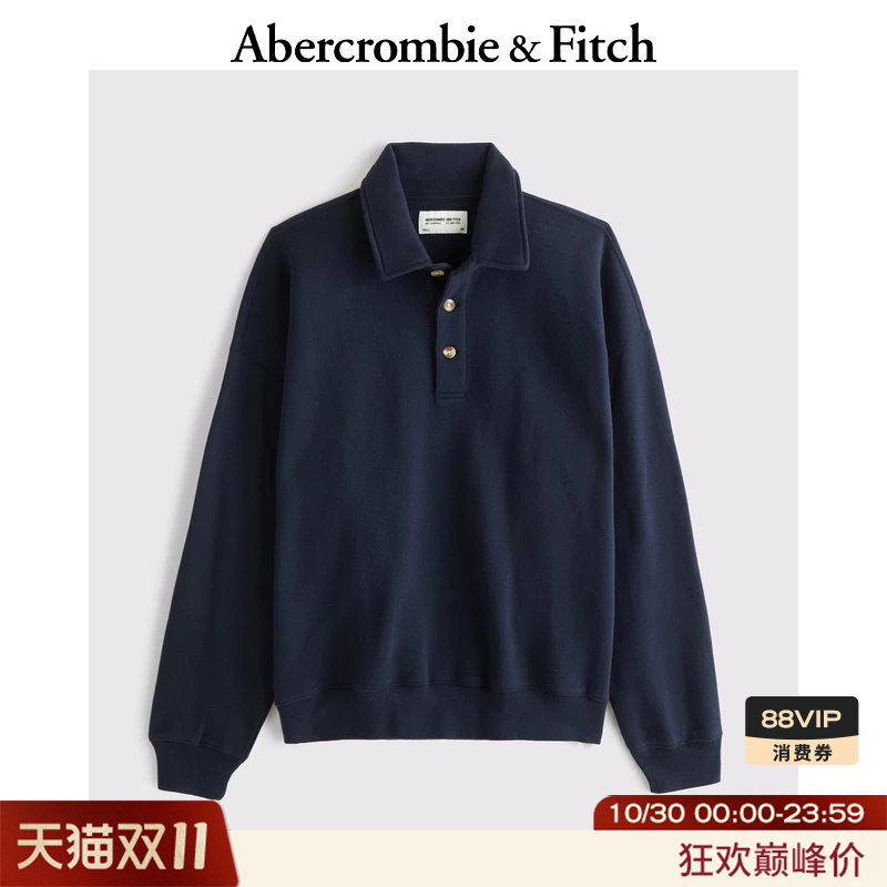 AF美式复古经典休闲POLO领保暖抓绒卫衣26秋冬新款男装122-26050