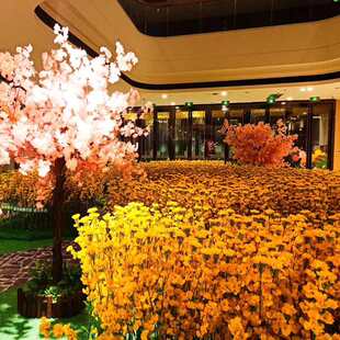 仿真油菜花布景楼盘商场超市春季美陈园林景观摆放绢花假花布置