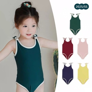 女宝宝防晒泳衣公主泳装 女童ins蝴蝶结吊带连体泳衣2025新款 夏季