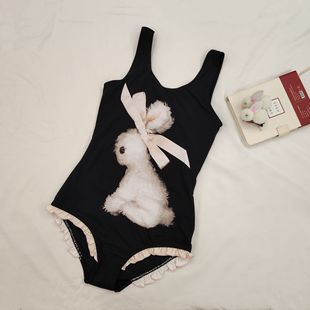 宝宝游泳衣 女童丝带玩偶兔连体泳衣儿童泳装 亲子泳衣2026夏季 新款