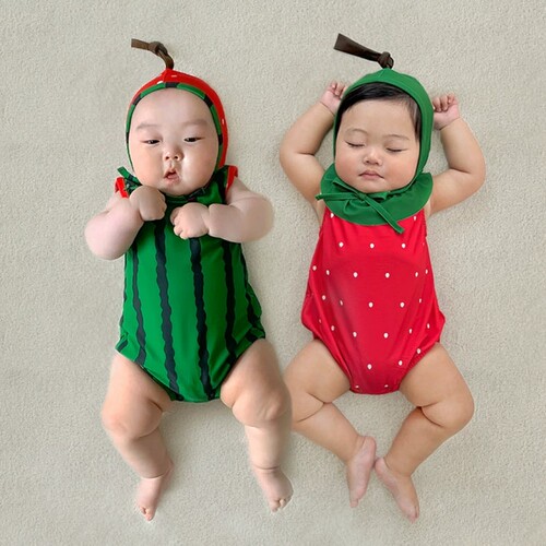 2025夏季婴儿童连体衣ins可爱水果造型男女童游泳衣韩版宝宝泳装
