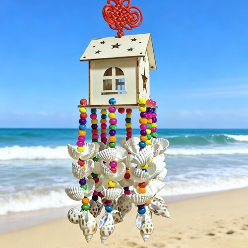 天然海螺贝壳风铃创意小房子挂饰
