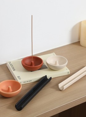 现代简约土断桥陶瓷香插家居家用室内插香器书房茶道桌面装饰香托