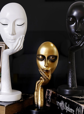 北欧抽象面具人脸摆件美式创意客厅电视酒柜书房装饰品家装摆饰