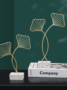 ins铁艺银杏叶饰品摆件 创意家居桌面酒柜软装饰品金属工艺品摆设