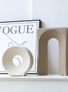 现代创意莫兰迪色抽象几何陶瓷摆件客厅样板间艺术感软装家居饰品