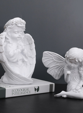 欧式复古祝福祈祷少女天使装饰品摆件美式树脂人物雕像小摆设礼物