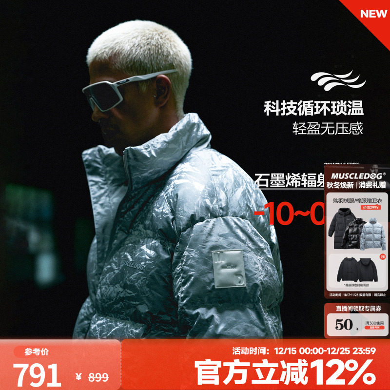 肌肉狗四防立领保暖羽绒外套男