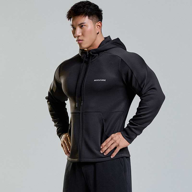 MUSCLEDOG肌肉狗 连帽运动外套男春秋新款修身健身训练夹克外套