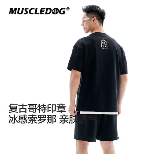 肌肉狗简约透气休闲运动短袖T恤