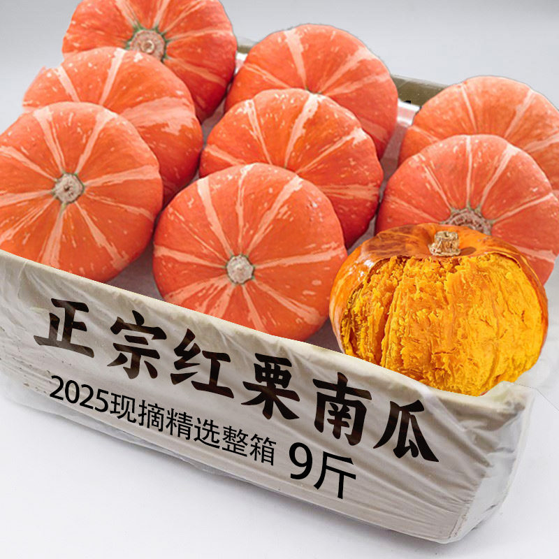 煮粥水红栗南瓜2025新鲜5斤板栗味红皮小南瓜面甜红贝贝南瓜包邮