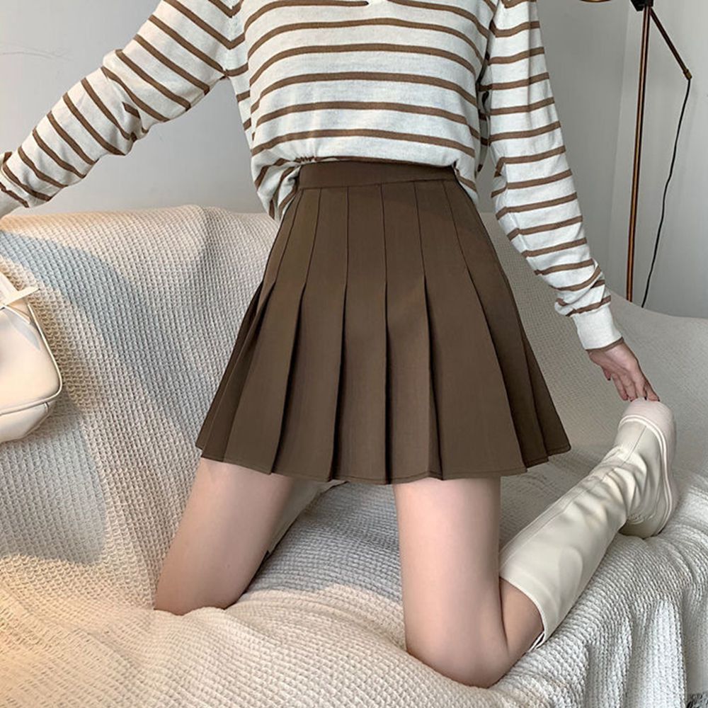 百褶裙女半身裙黑色短裙a字裙