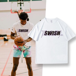 打底衫 运动投篮服潮流百搭字母速干透气宽松排汗男女夏季 短袖 美式