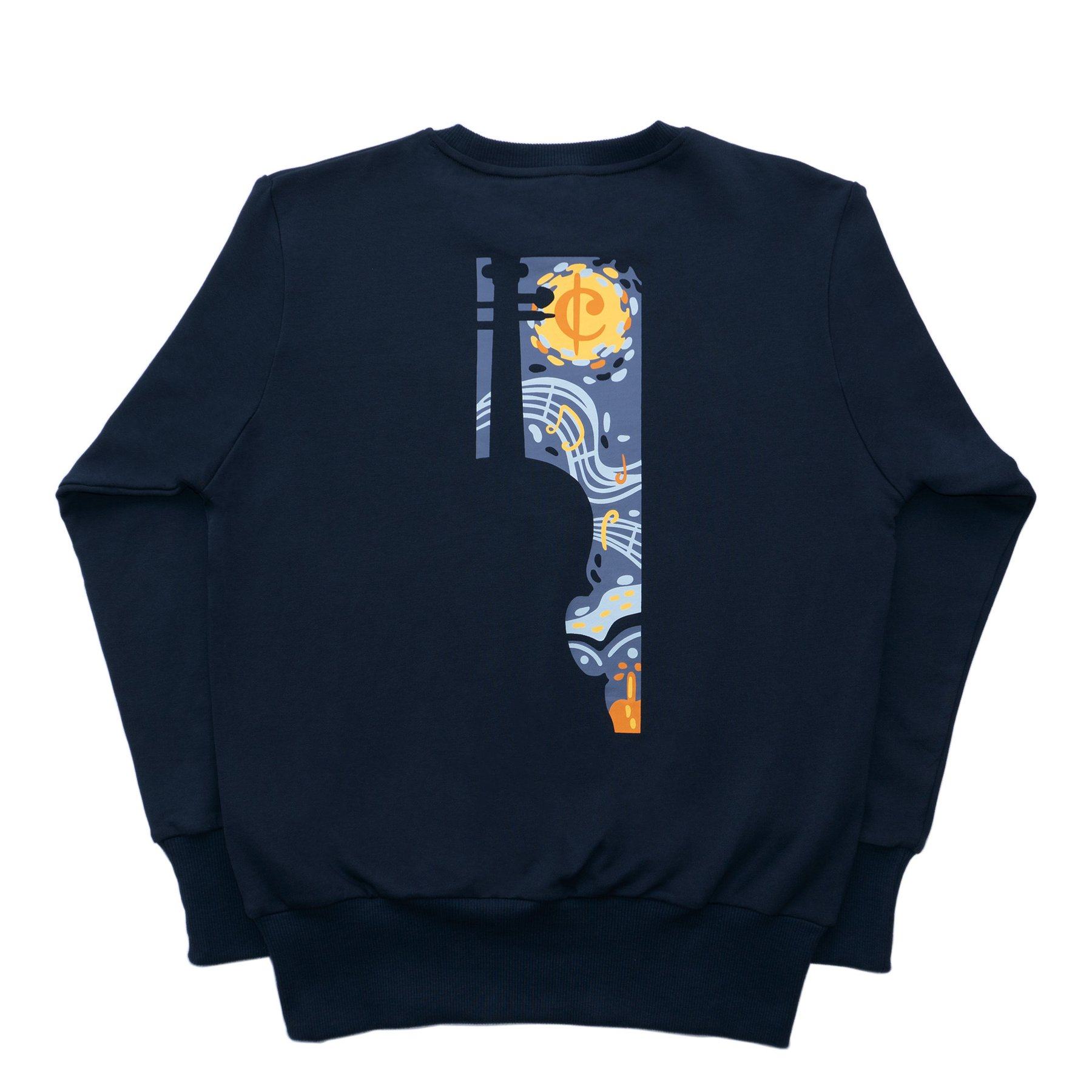 星空小提琴圆领藏青色创意卫衣