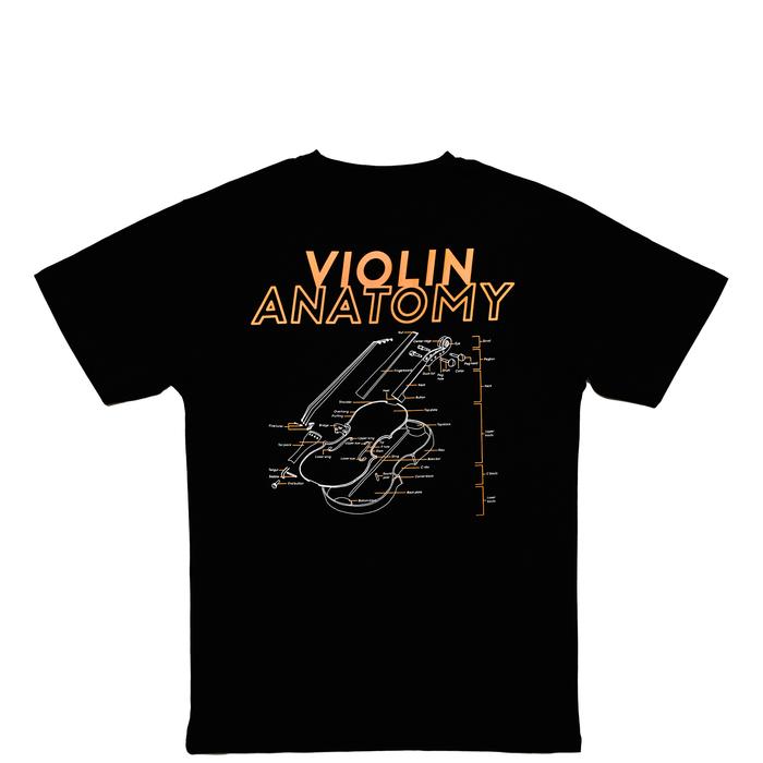 双琴侠t恤VIOLIN ANATOMY小提琴结构图印花纯棉短袖男女同款练琴