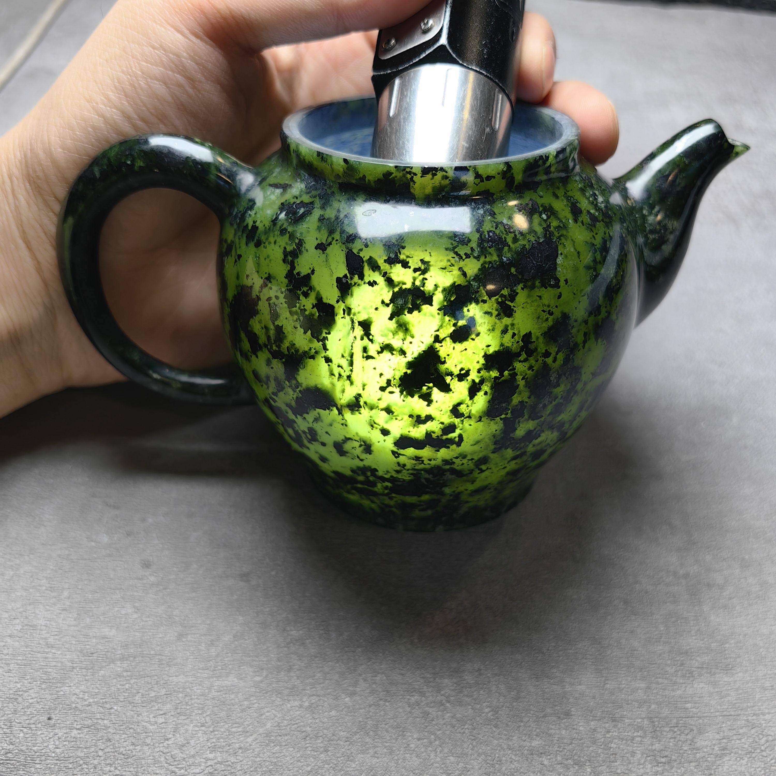 西藏藏玉药王石大容量茶壶300ml玉化强磁功夫茶壶煮水微量元素242