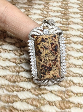 新疆天宝石花天宝999银镶嵌精品项链挂坠碎钻45*25正品保真12329