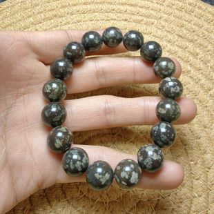 新疆正品龙鳞角砾岩圆珠手串卡12毫米强磁性精品手链6891