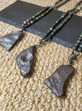 3件套更划算新疆五彩湾硅化铁原生态吊坠养心护心石项链5123