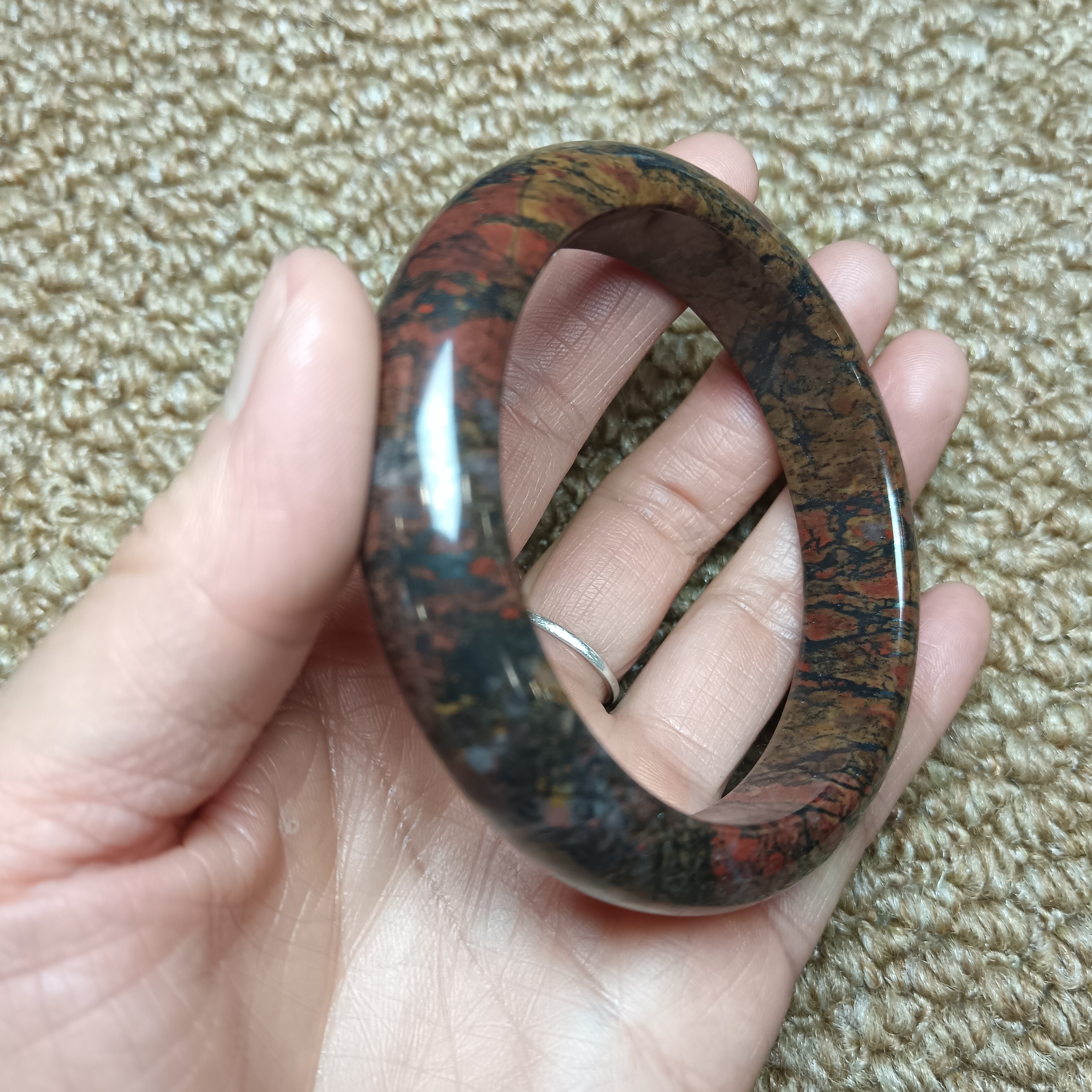 新疆哈密花伊丁花金刚手镯圈口59宽14纹路新颖高贵标准手镯1727