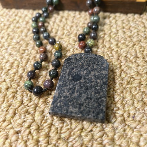 保真新疆养生舍利石红舍利仿古平安牌无字牌搭配五行8毫米链子361