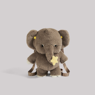 大象双肩背包秋冬可爱猪猪大象动物造型毛绒公仔可调节大容量背包