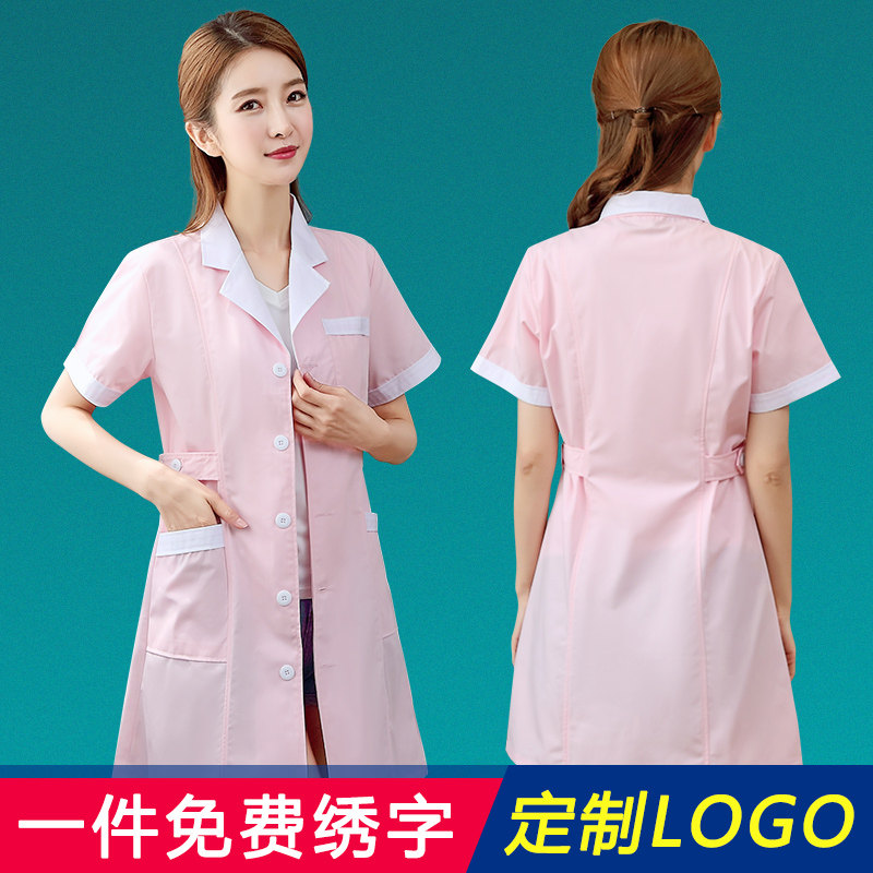 白大褂短袖医生服女夏薄款护士服长袖药店足疗纹绣师美容院工作服