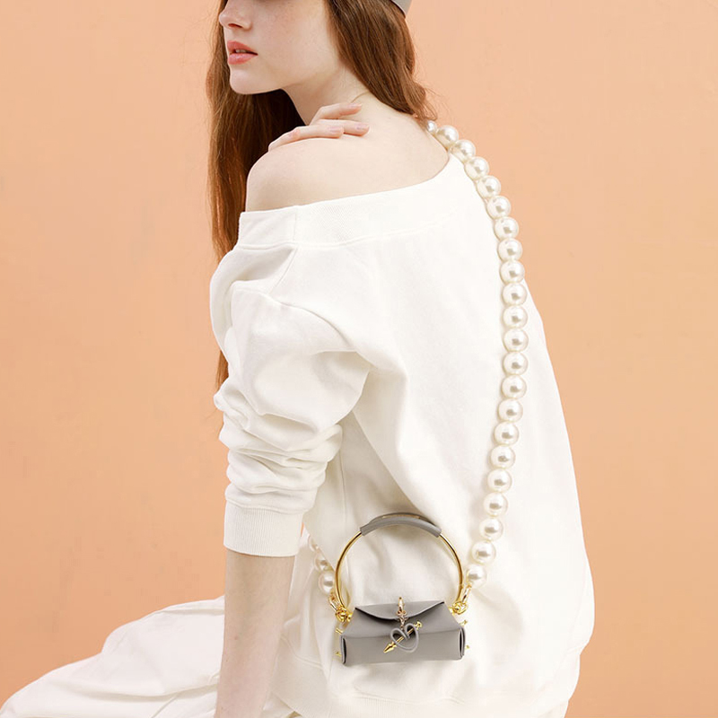 定制超大珍珠链条包带百搭斜挎