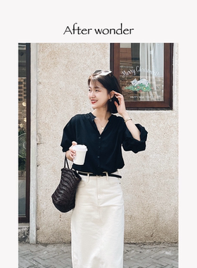 afterwonder女作家黑衬衫经典升级 时髦百搭显瘦法式优雅小众设计