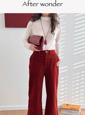 AFW双色可选 节日色彩 复古红 墨绿灯芯绒裤 70S复古微喇不挑人