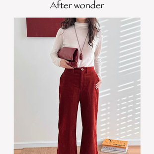 墨绿灯芯绒裤 复古红 70S复古微喇不挑人 节日色彩 AFW双色可选