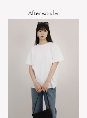 afterwonder春夏经典廓形T恤宽松圆领短袖百搭基础款舒适棉质白色
