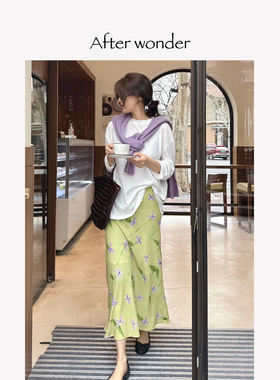 Afterwonder原创印花半身裙 艺术感鱼尾裙浪漫氛围小众飘逸显瘦