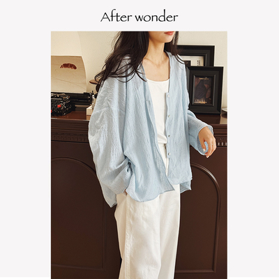 Afterwonder两色羊毛开衫 质感衣橱V领廓形显瘦设计感时髦衬衫