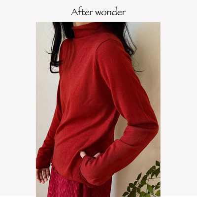 Afterwonder红色高领打底衫 圣诞新年红软糯亲肤透气修身针织衫