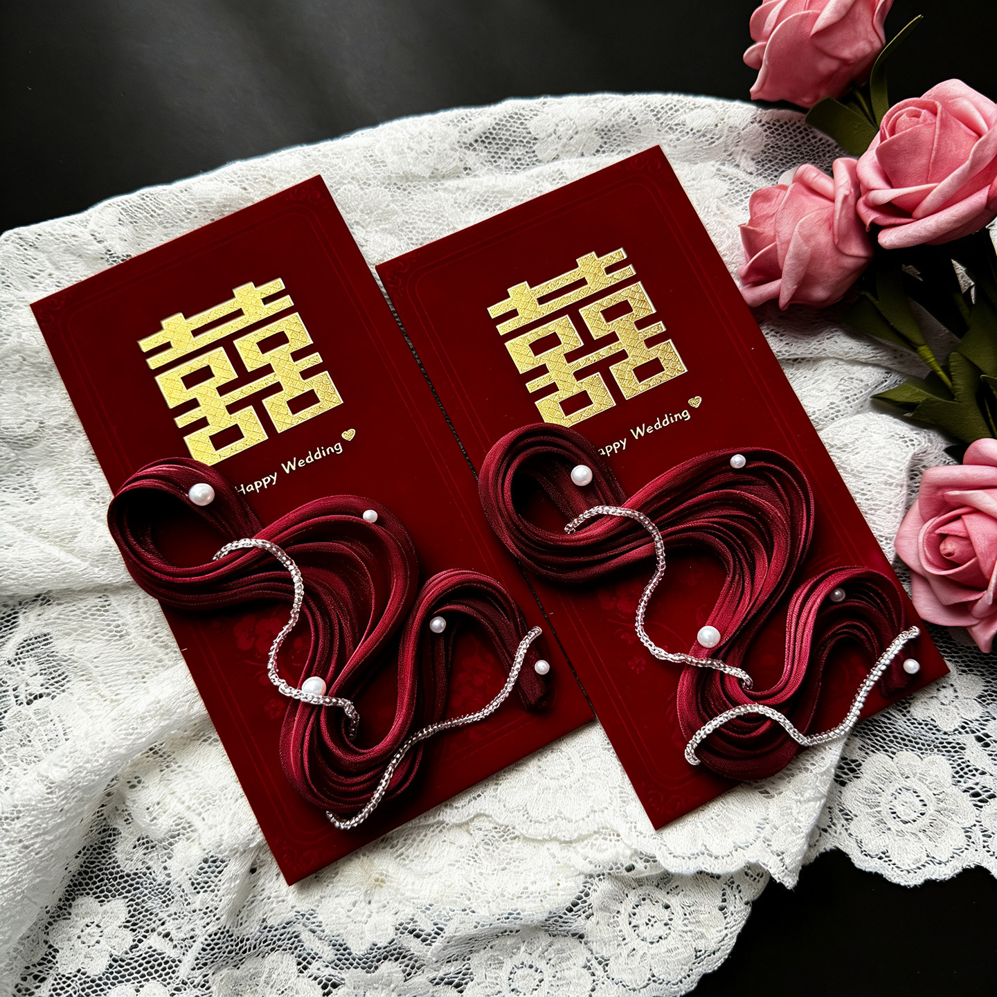 婚礼改口费万元珍珠水钻喜字利是图片