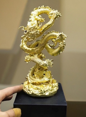 纯铜实心 22cm 中国神话青龙 神龙 盘龙神兽龙王摆件手办模型手办